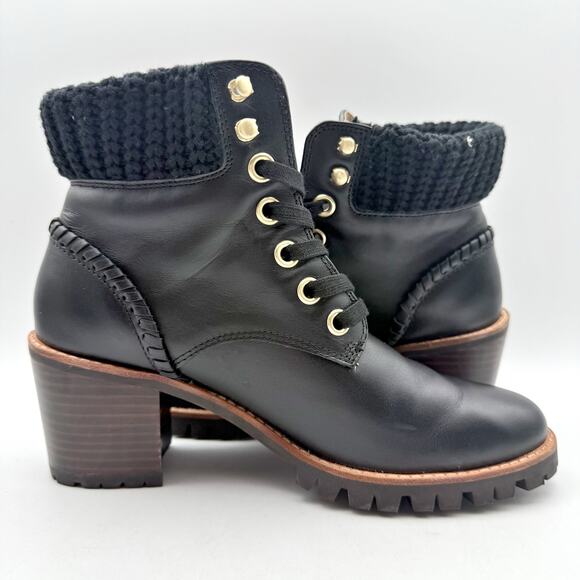 Jack Rogers Womens Harper Hiker Booties US 7.5 Black Leather Water Resistant NIB - Picture 4 of 12